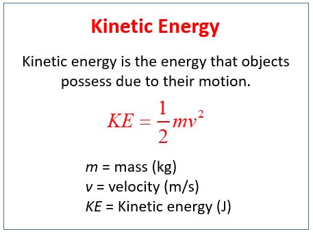 kinetic energy formula examples.